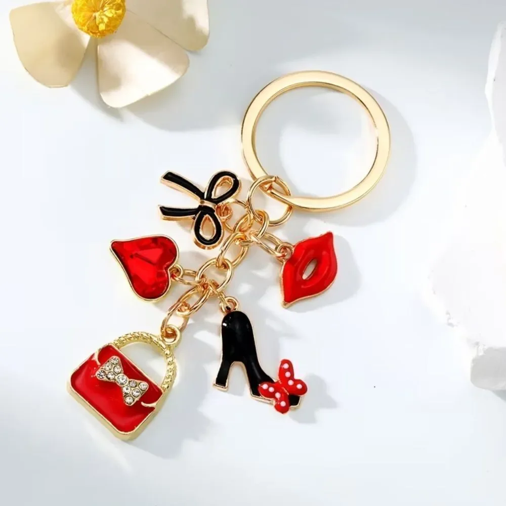 Chic Gold and Red Charm Key Holder